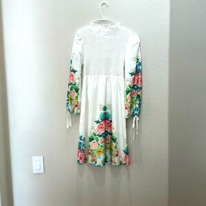 White floral medium dress